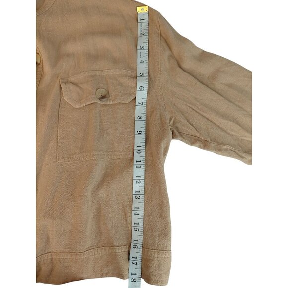 Tribal Jeans Womens Button-Down Long Sleeve Blouse In Light Brown - Picture 4 of 6